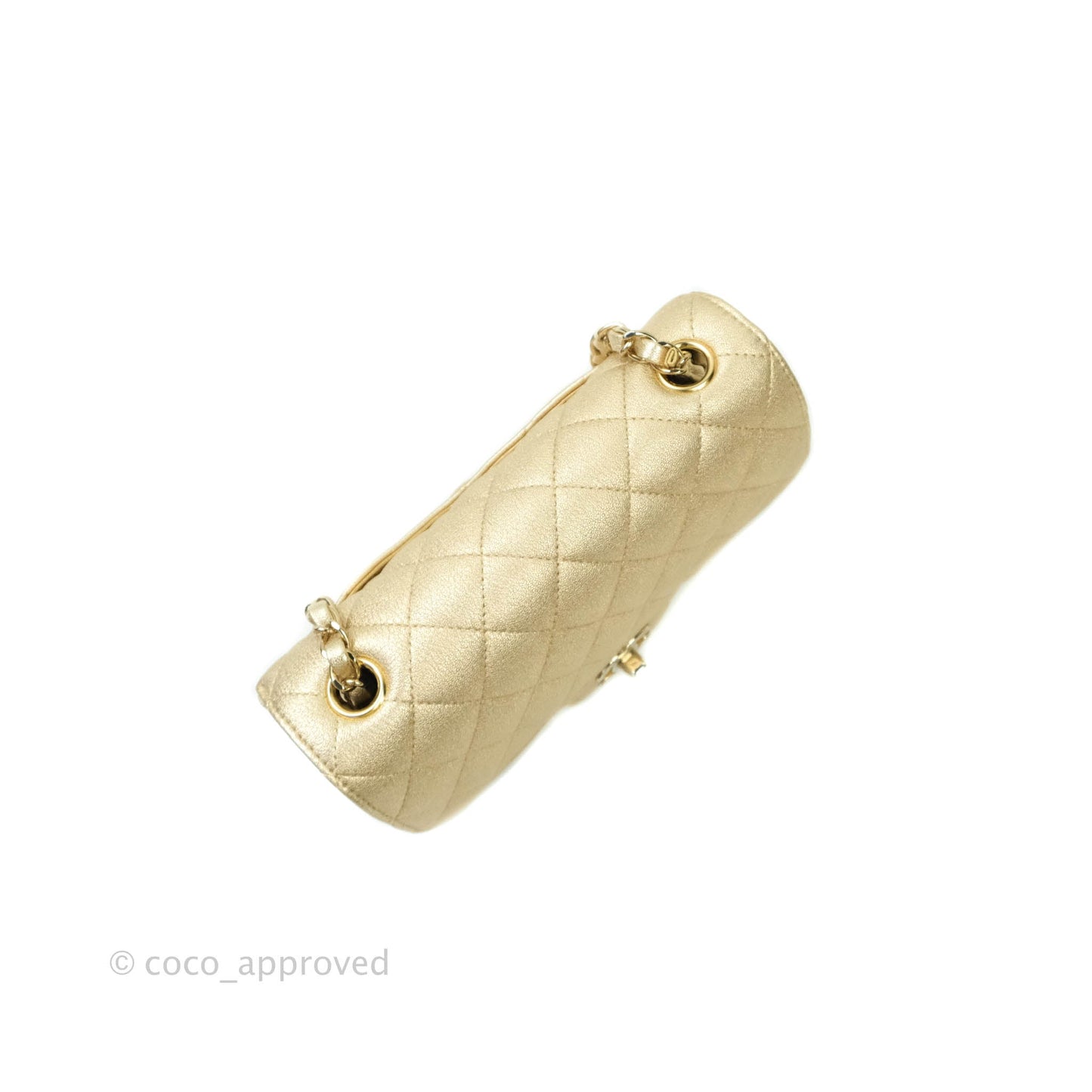 Chanel Classic Quilted Mini Rectangular Flap Iridescent Gold Lambskin Gold Hardware