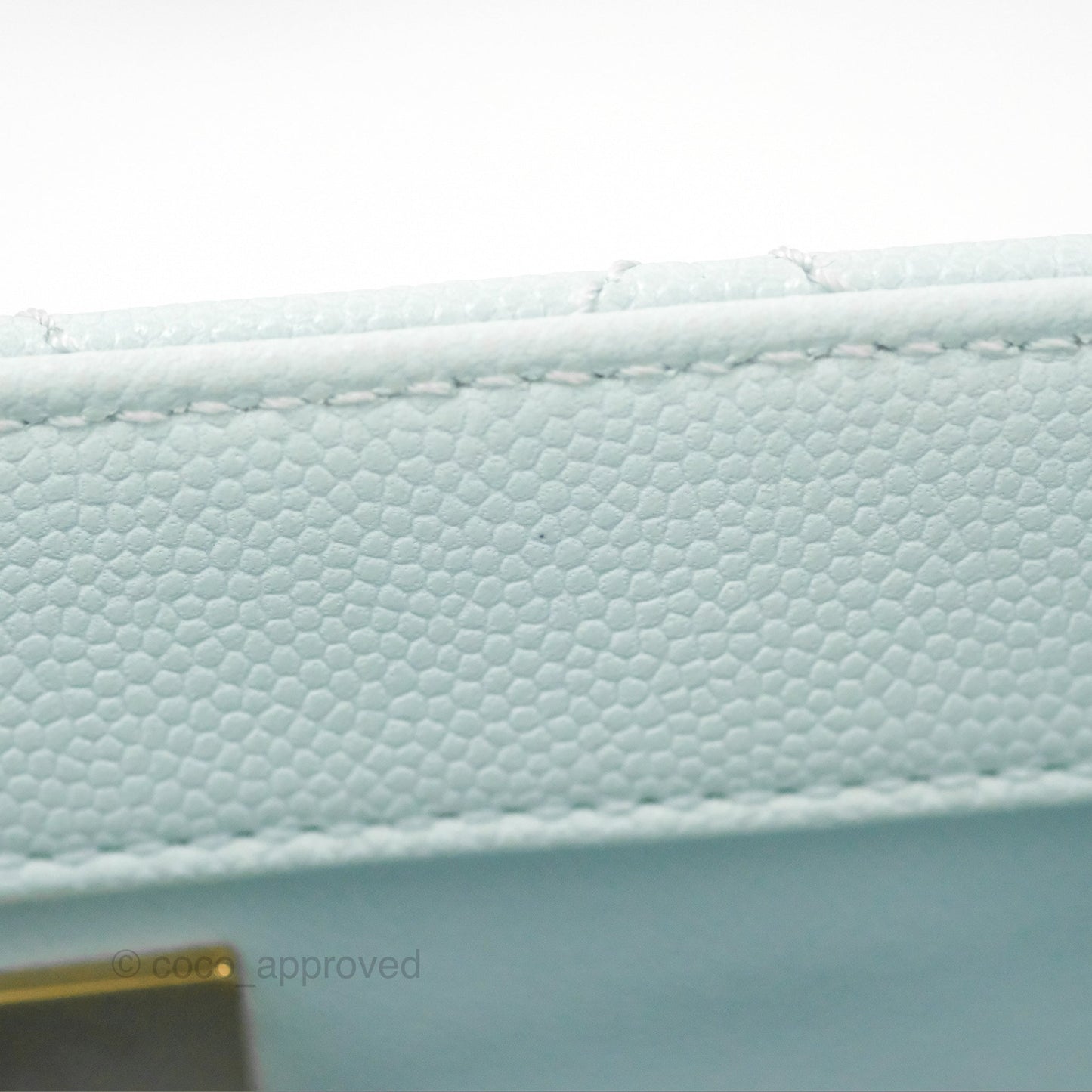 Chanel Small Coco Handle Quilted Light Baby Blue Caviar Gold Hardware
