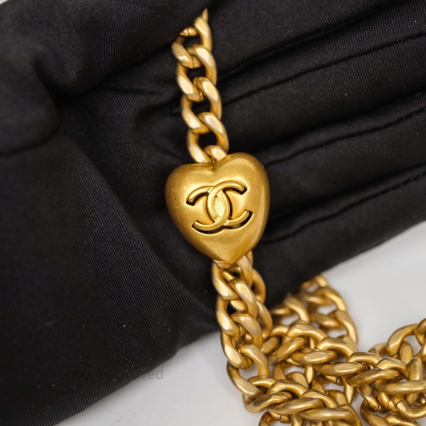 Chanel Heart Crush Mini Flap Bag Light Grey Lambskin Aged Gold Hardware 24P