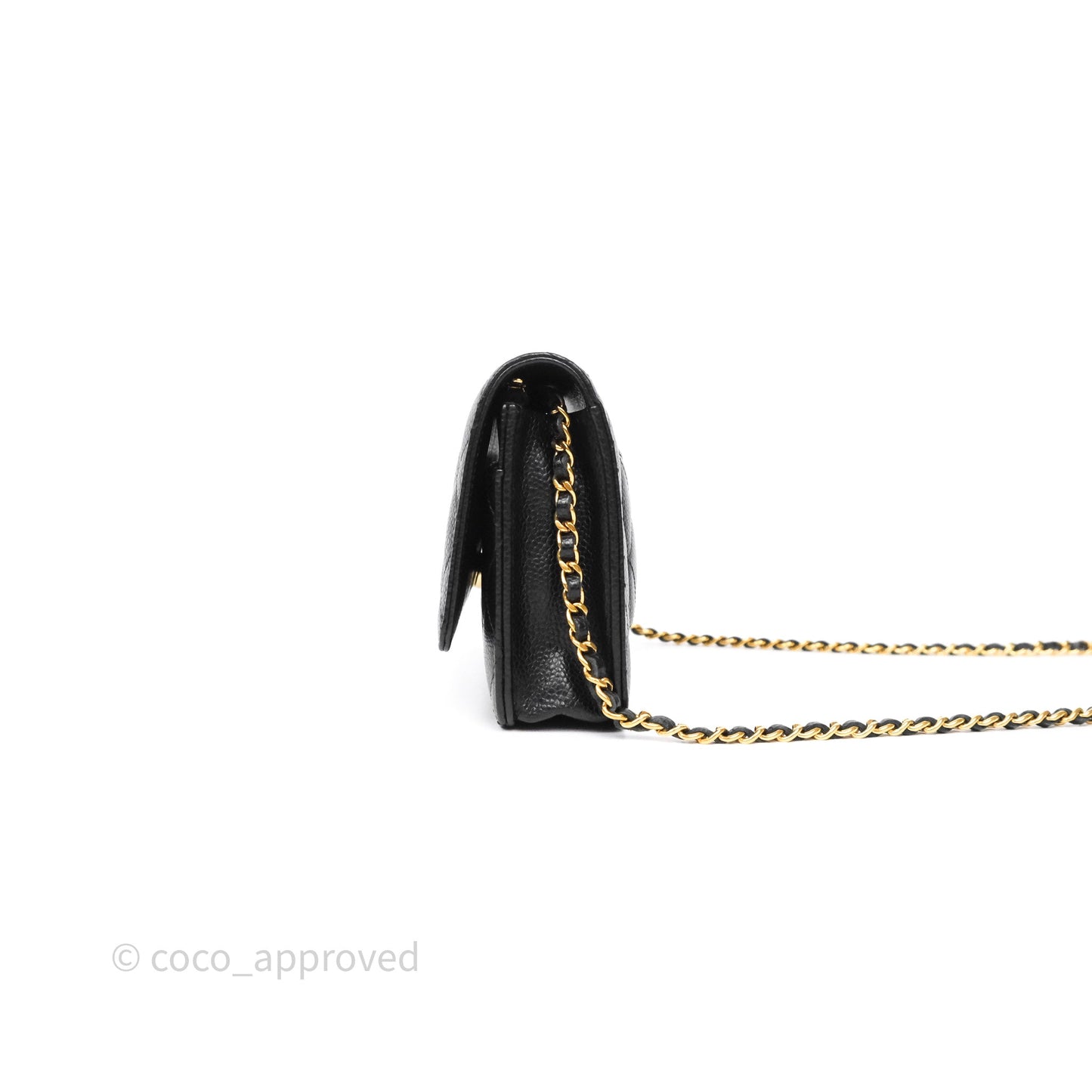 Chanel Classic Wallet On Chain WOC Quilted Black Caviar Gold Hardware