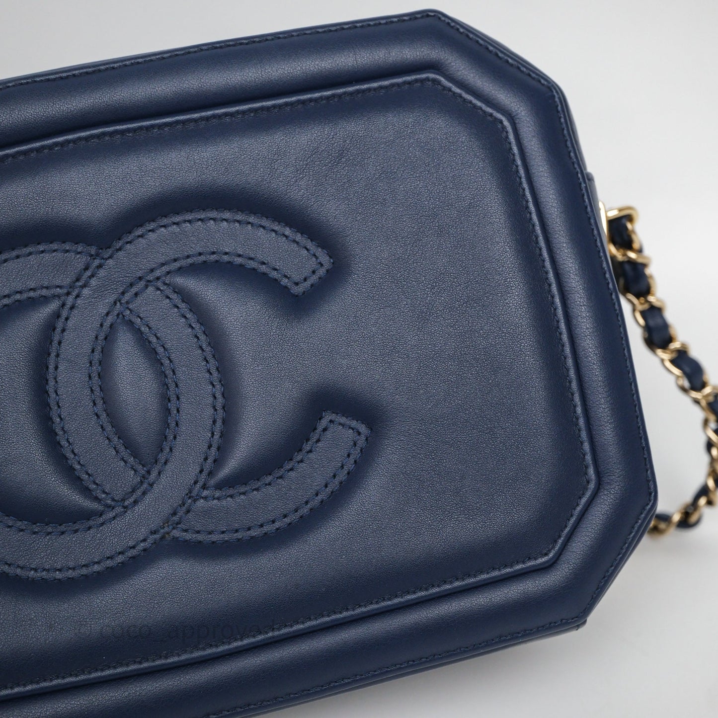 Chanel CC Octagon Camera Case Lambskin Navy Gold Hardware
