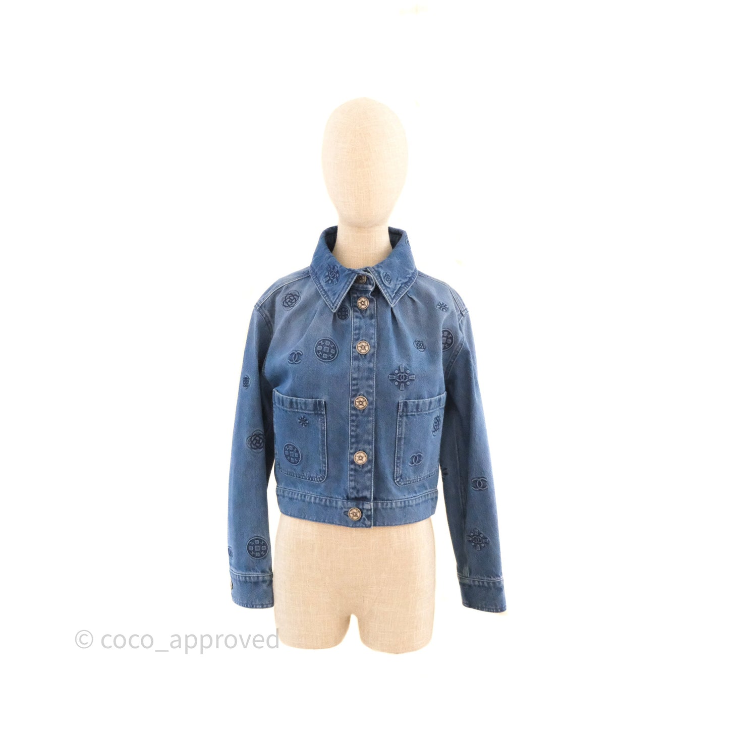 Chanel CC Printed Denim Jacket Size 34