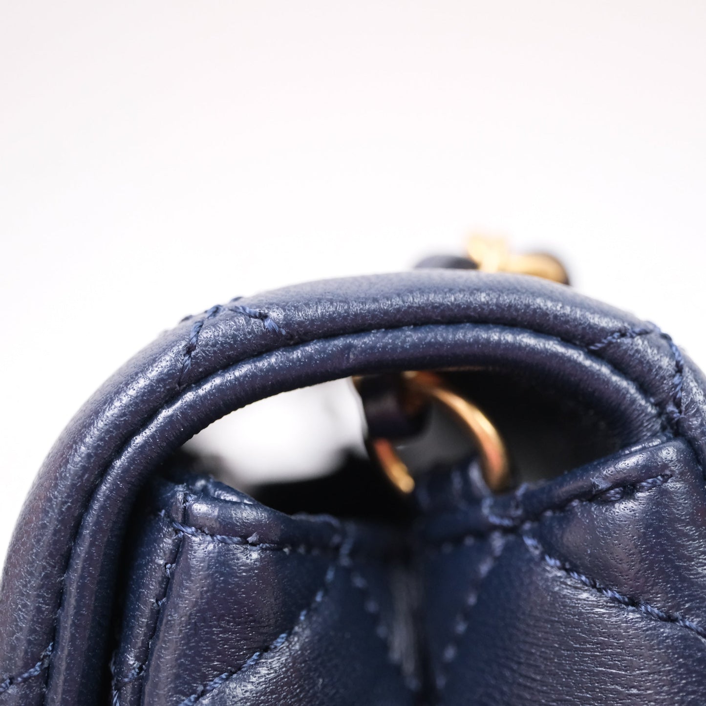 Chanel Mini Rectangular Pearl Crush Navy Lambskin Aged Gold Hardware