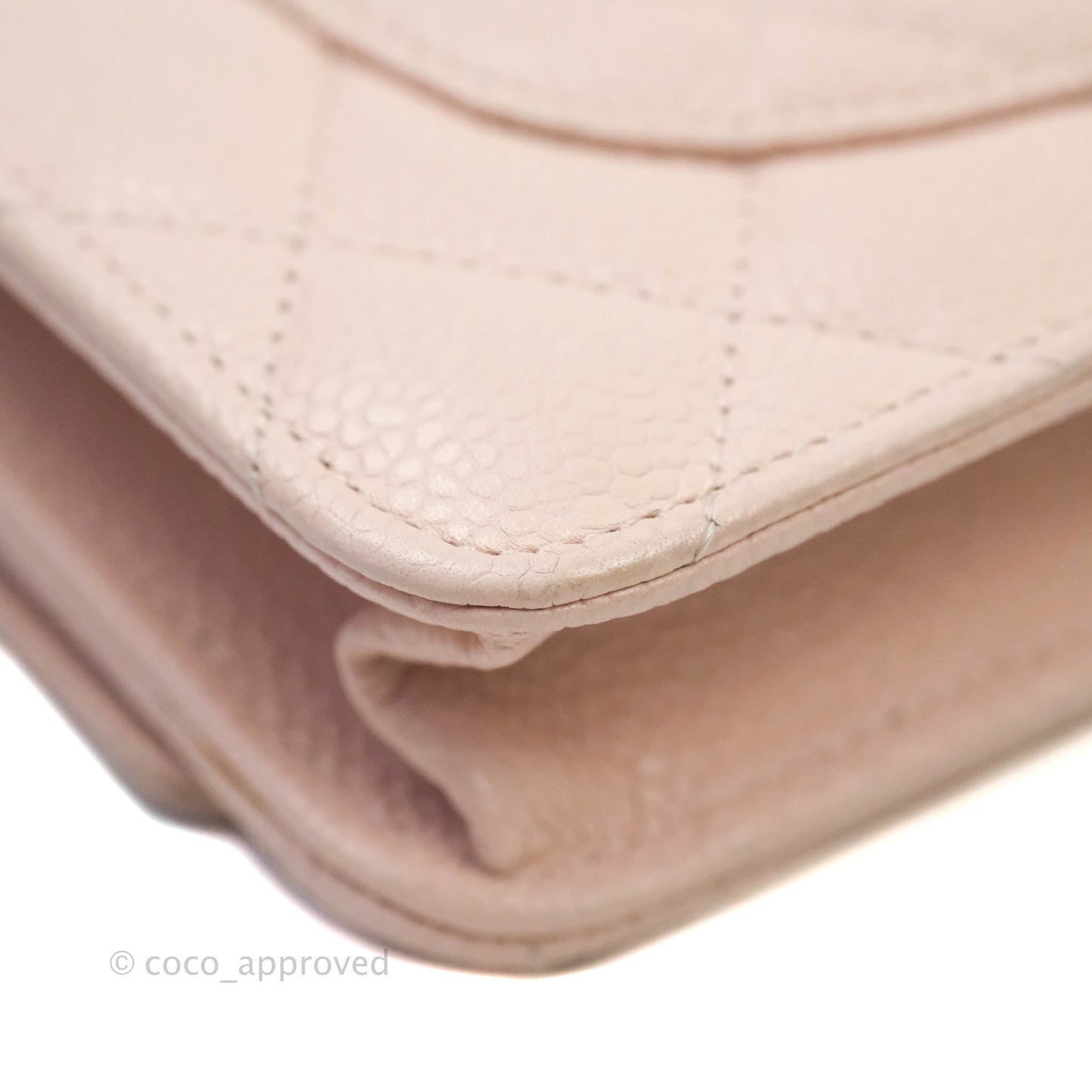 Chanel Quilted Wallet on Chain WOC Sakura Pink Caviar Silver Hardware