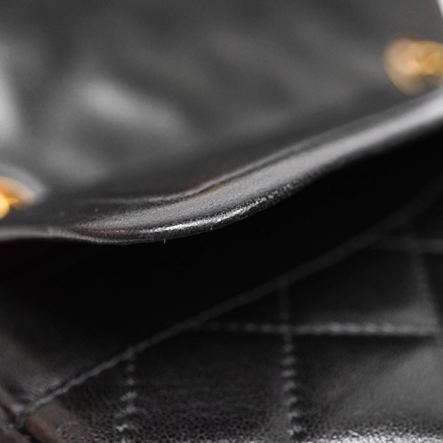 Chanel Quilted Vintage Flap Bag Lambskin Black 24K Gold Hardware