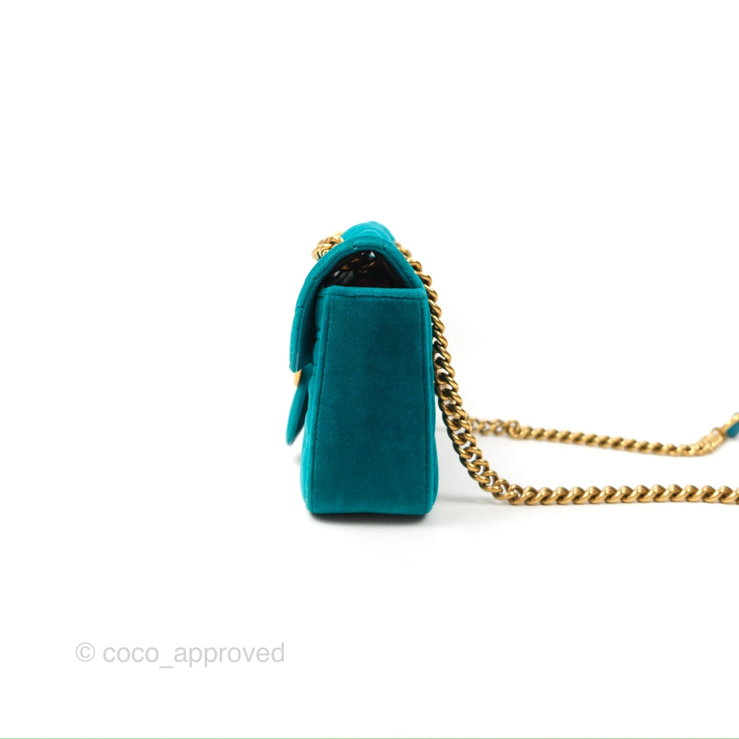 Gucci Mini Marmont Velvet Green Gold Hardware