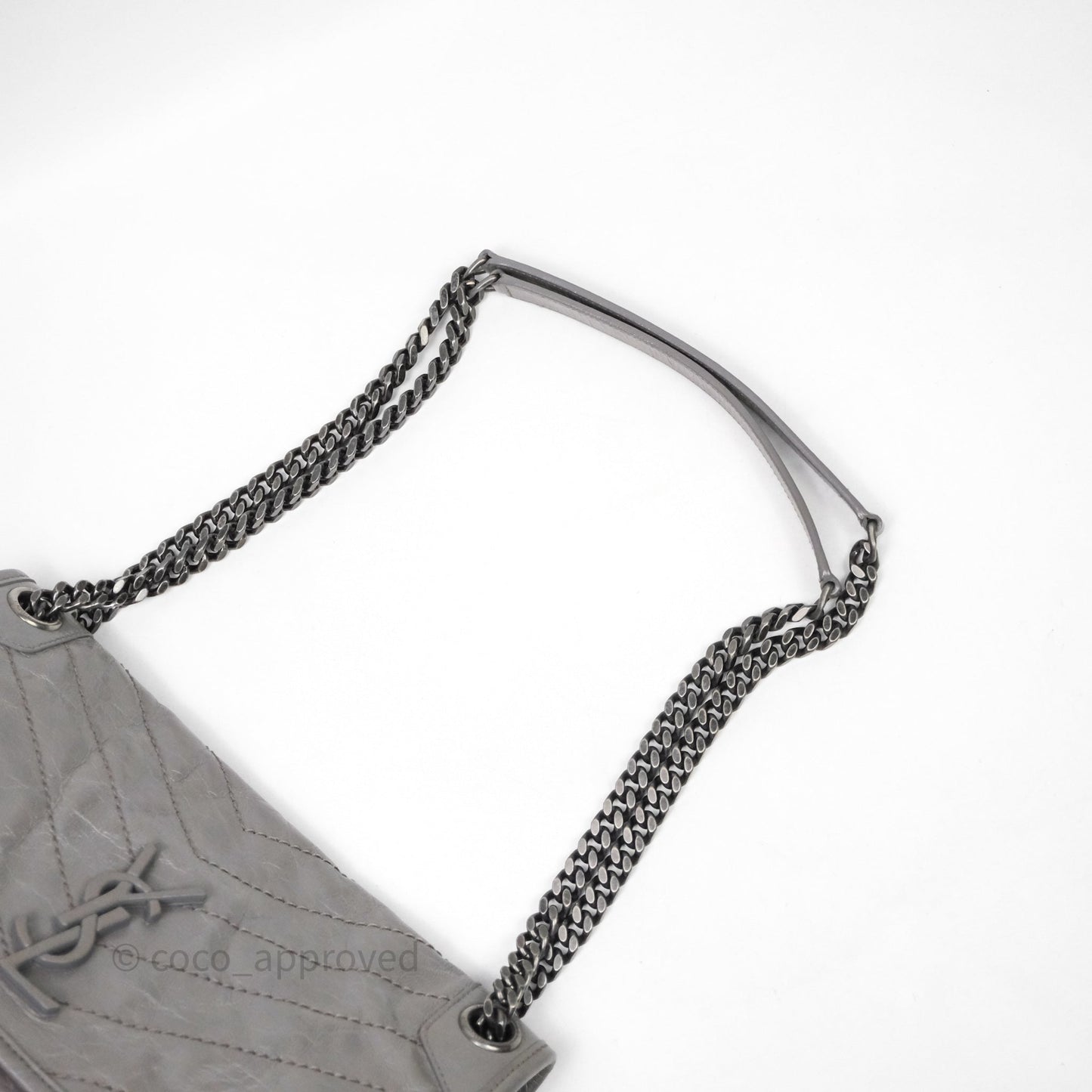 Saint Laurent Medium Niki Chain Bag Crinkled Calfskin Grey