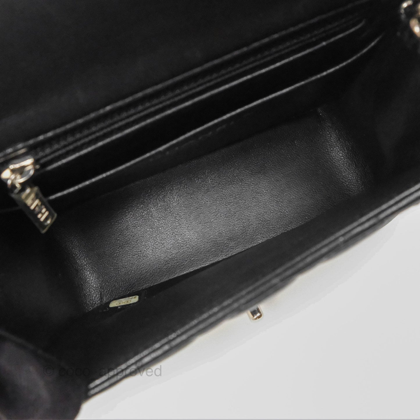 Chanel Mini Square Flap Quilted Black Lambskin Silver Hardware