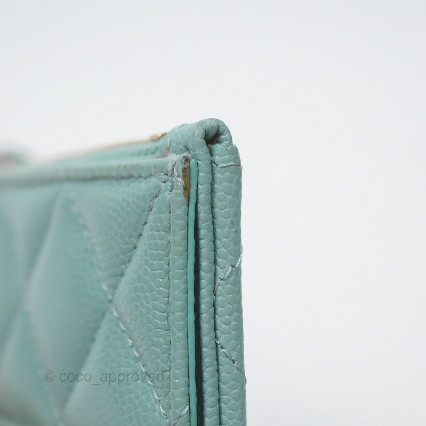 Chanel Quilted Zip Flap Card Holder Tiffany Blue Caviar Gold Hardware