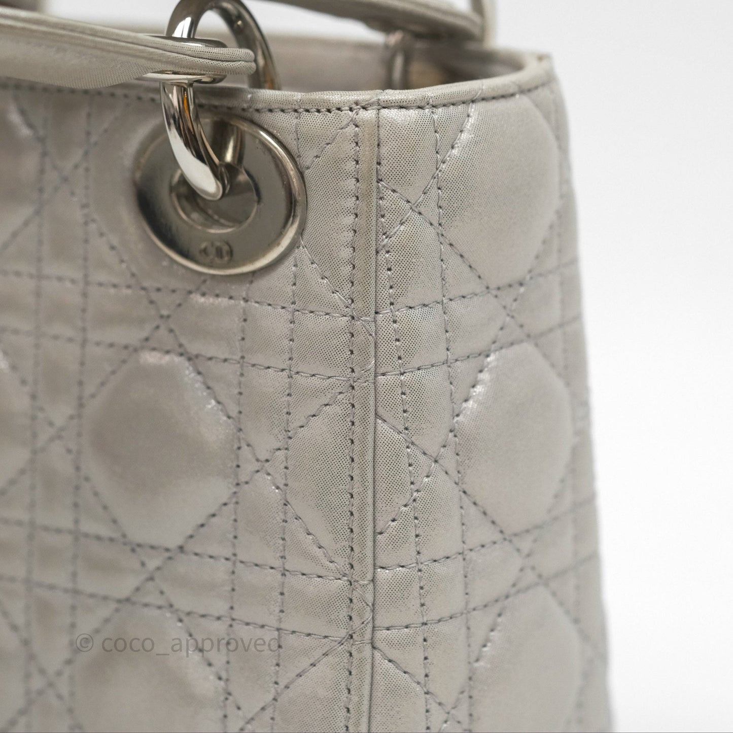 Christian Dior Calfskin Cannage Mini Lady Dior Grey