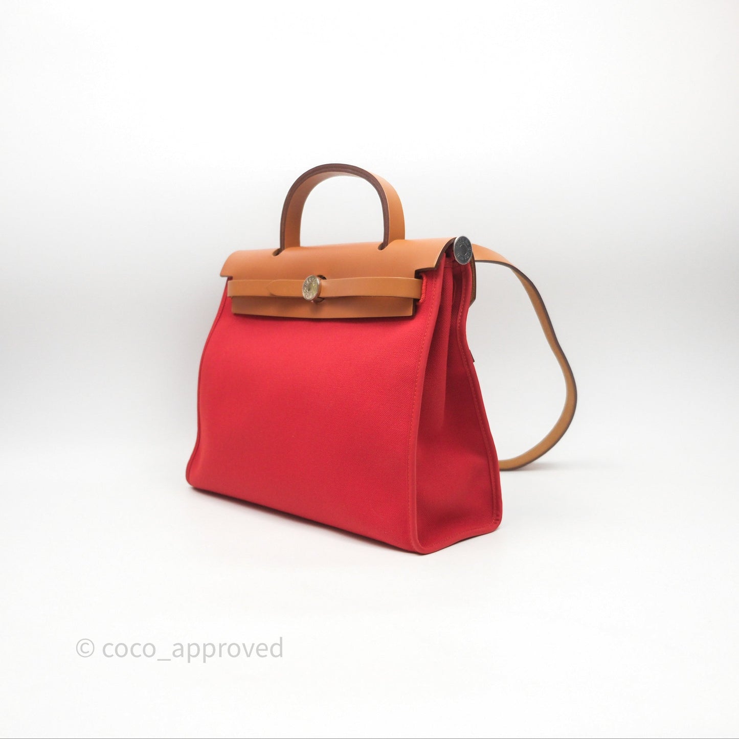 Hermès Herbag Zip 31 Red/Natural Canvas Palladium Hardware