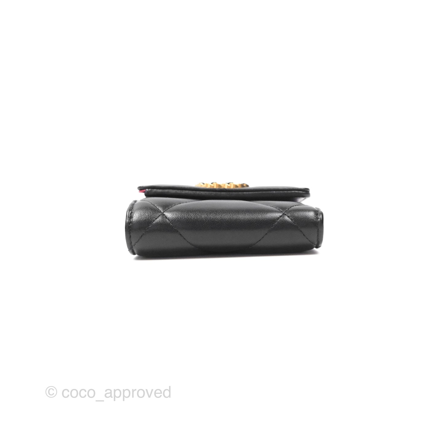 Chanel 19 Short Flap Wallet Black Lambskin