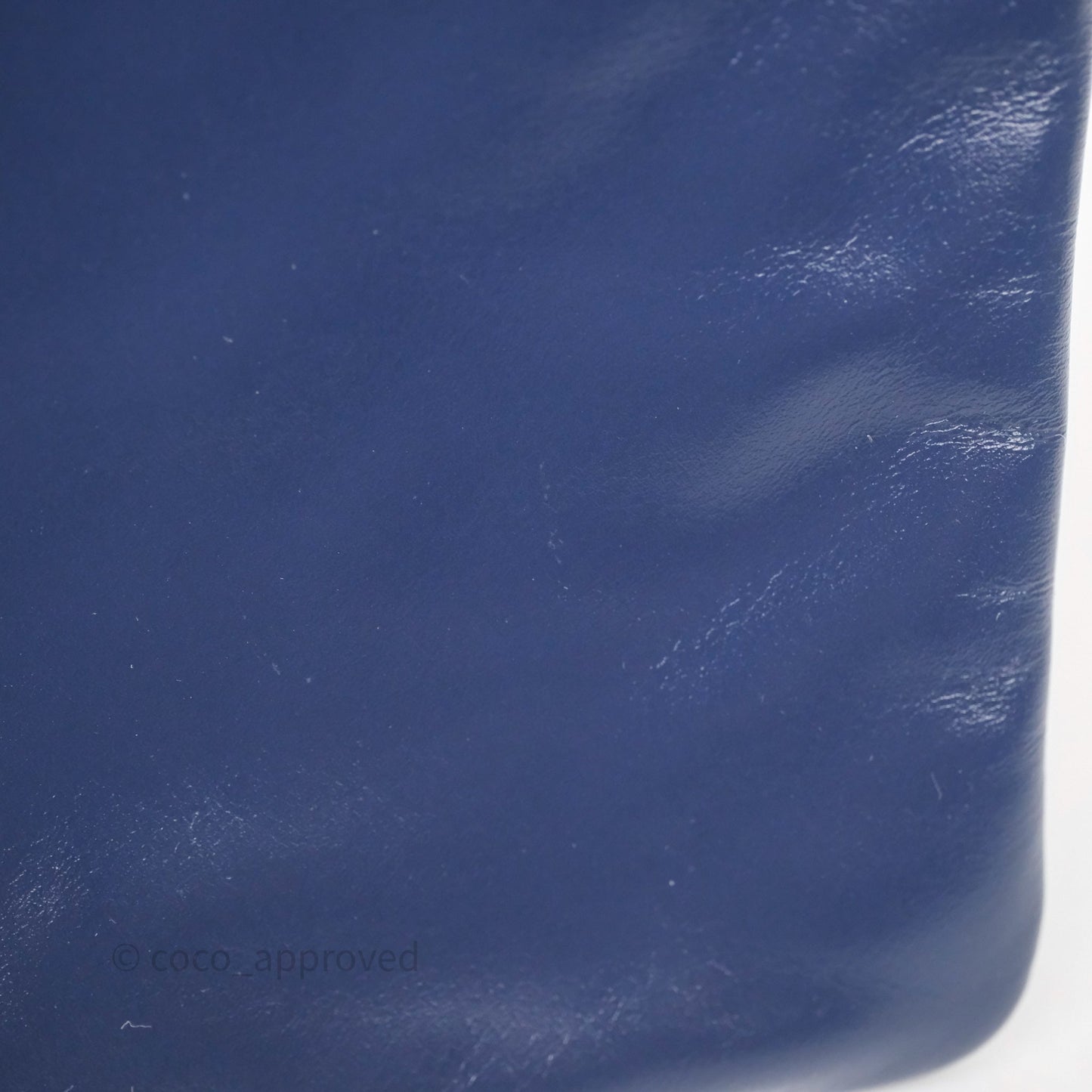 Chanel 22 Small Blue Shiny Calfskin Aged Gold Hardware