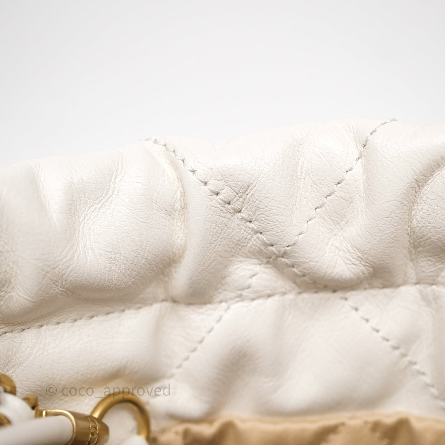 Chanel 22 Mini Bag White Calfskin Aged Gold Hardware