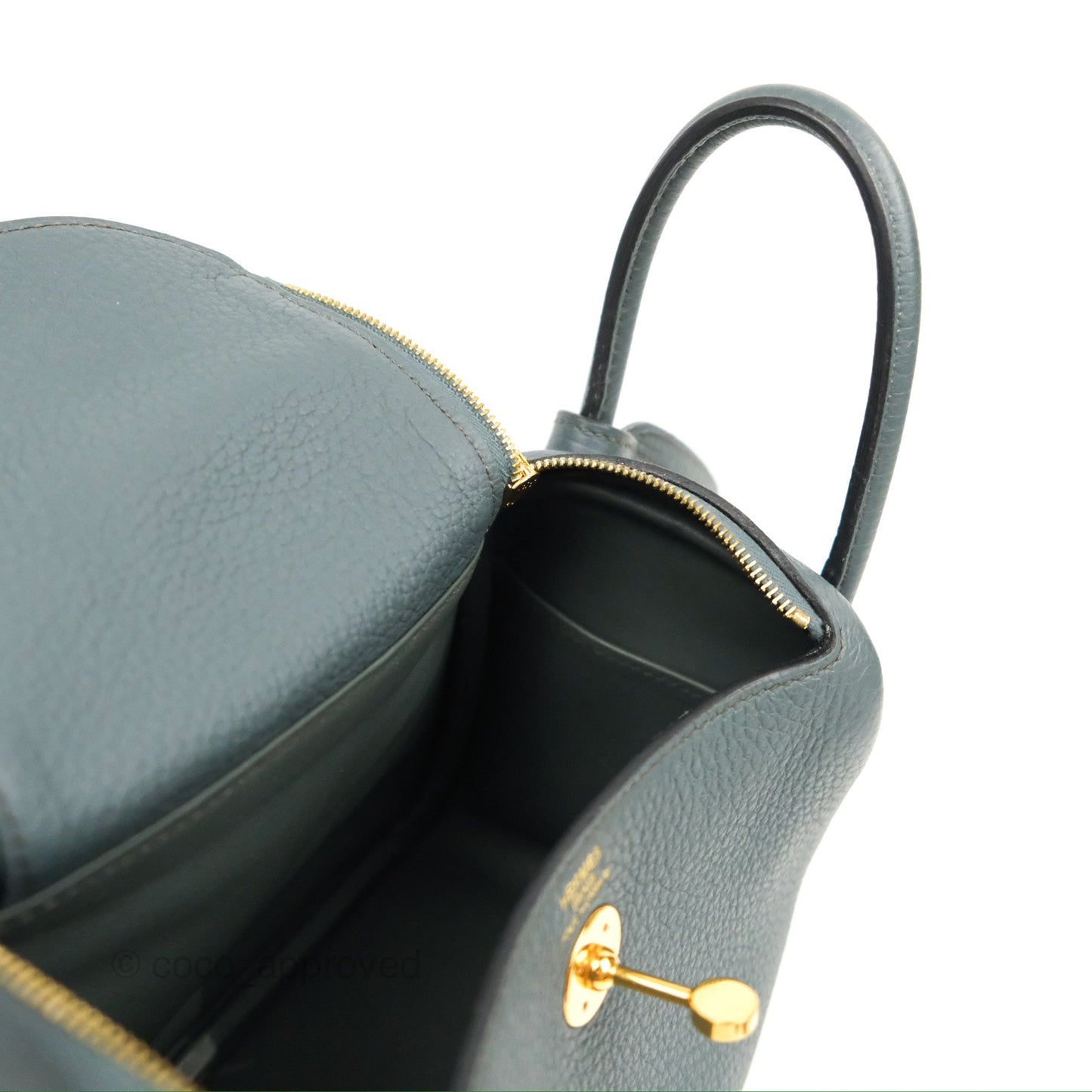 Hermès Mini Lindy 20 Bleu Orage Clemence Gold Hardware
