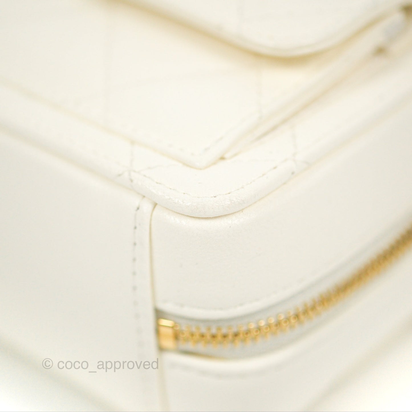 Chanel Mini Vanity Case with Chain White Lambskin Gold Hardware