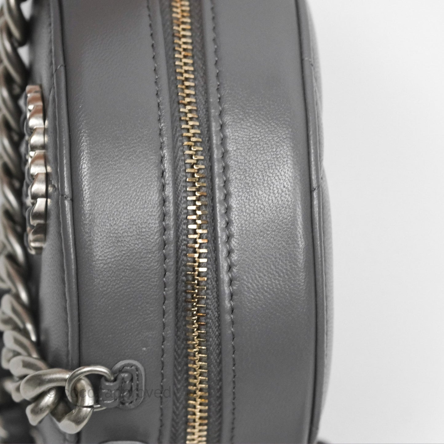 Chanel 19 Round Clutch With Chain Grey Mixed Hardware