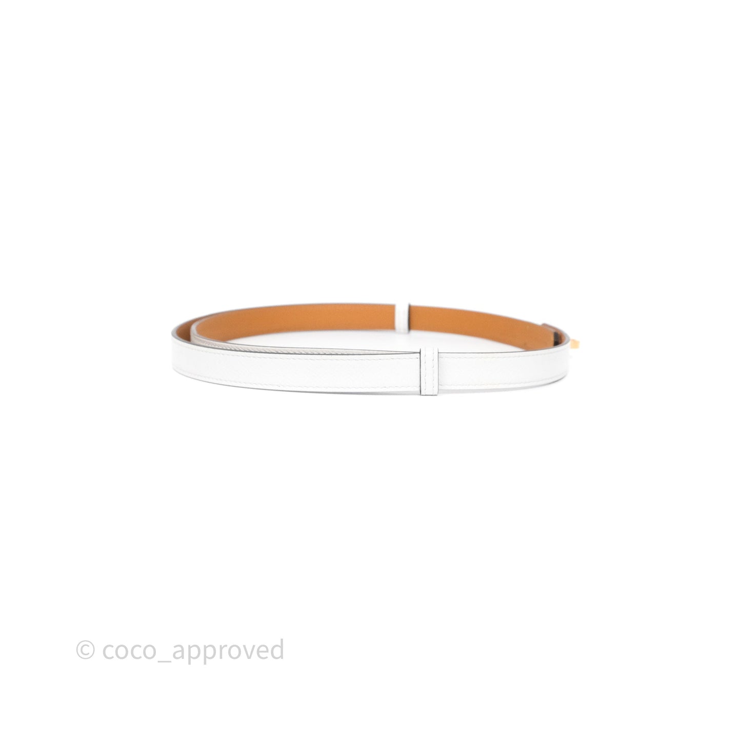 Hermès Kelly Buckle Belt Blanc 01 Epsom Rose Gold Hardware