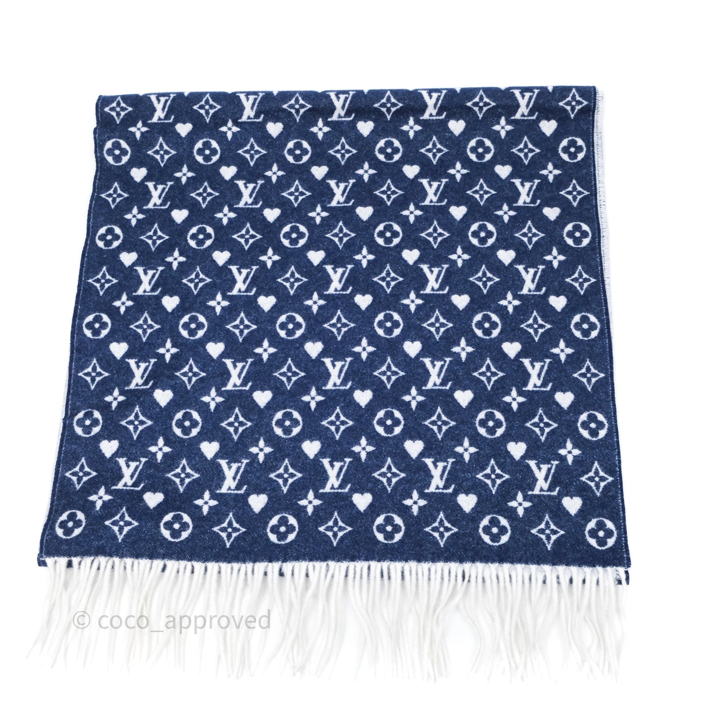 Louis Vuitton Monogram Game On Scarf Wool Blue