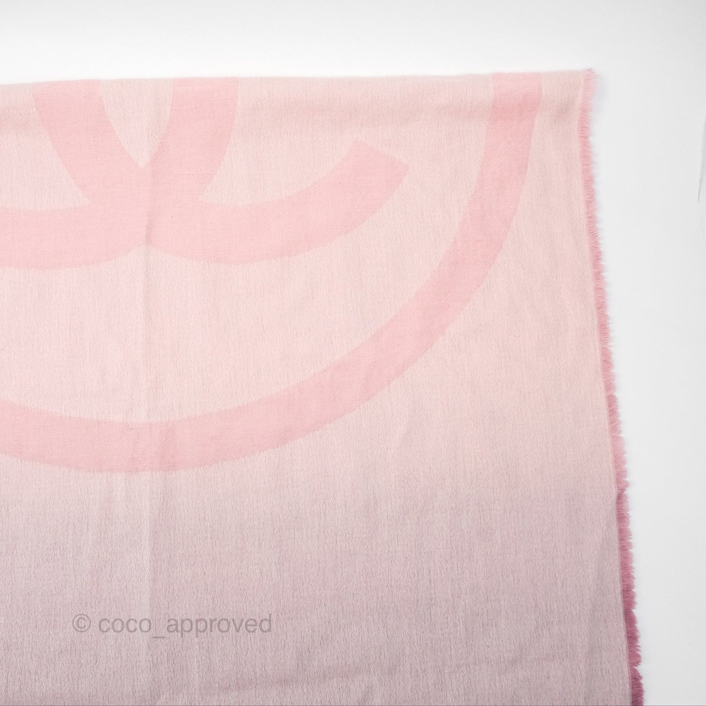 Chanel Logo CC Cashmere Fringe Scarf Pink