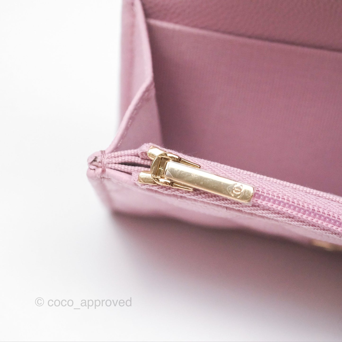 Chanel Quilted Flap Card Holder Caviar Pink Gold Hardware