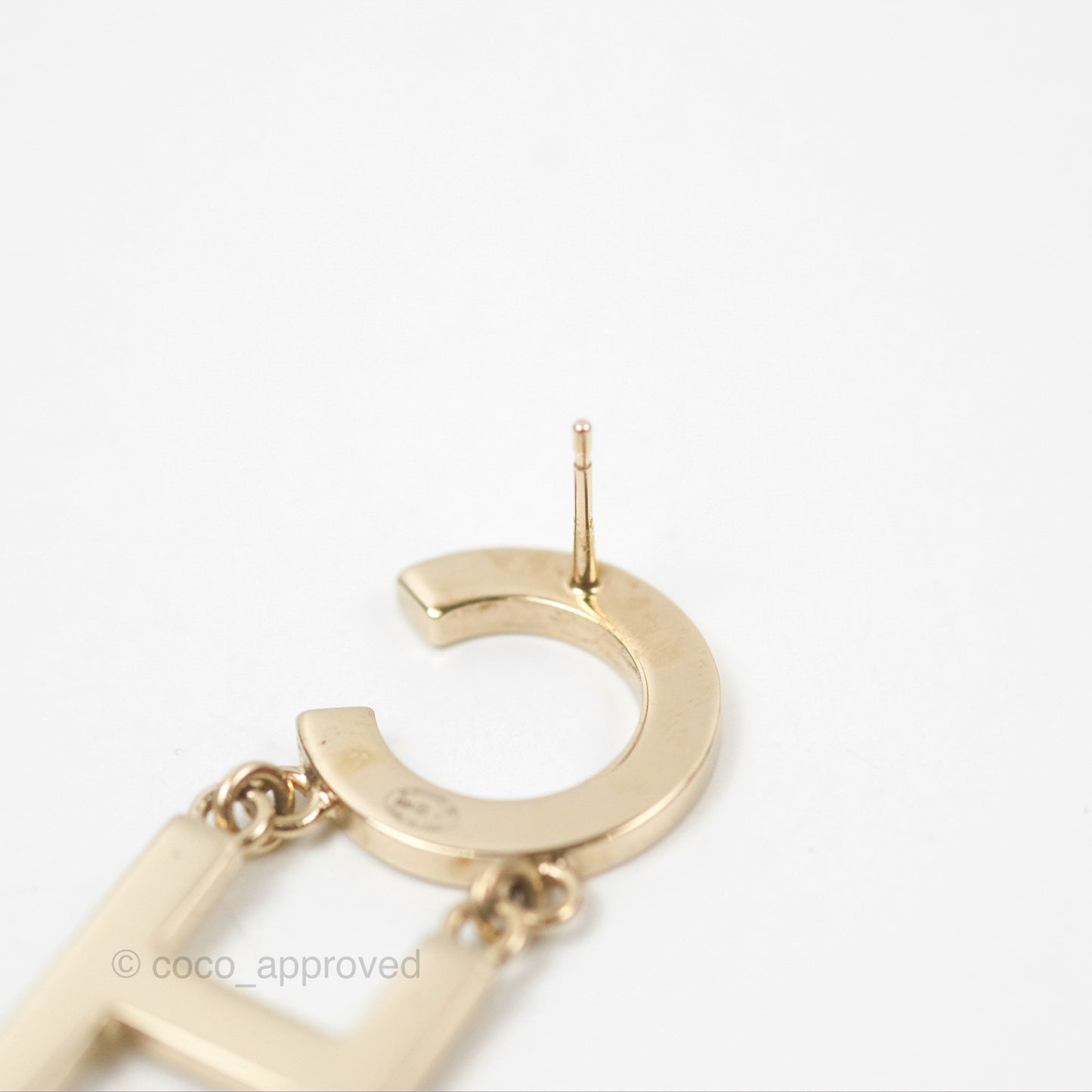 Chanel Letter Cha-Nel Logo Drop Earrings Gold Tone 20V