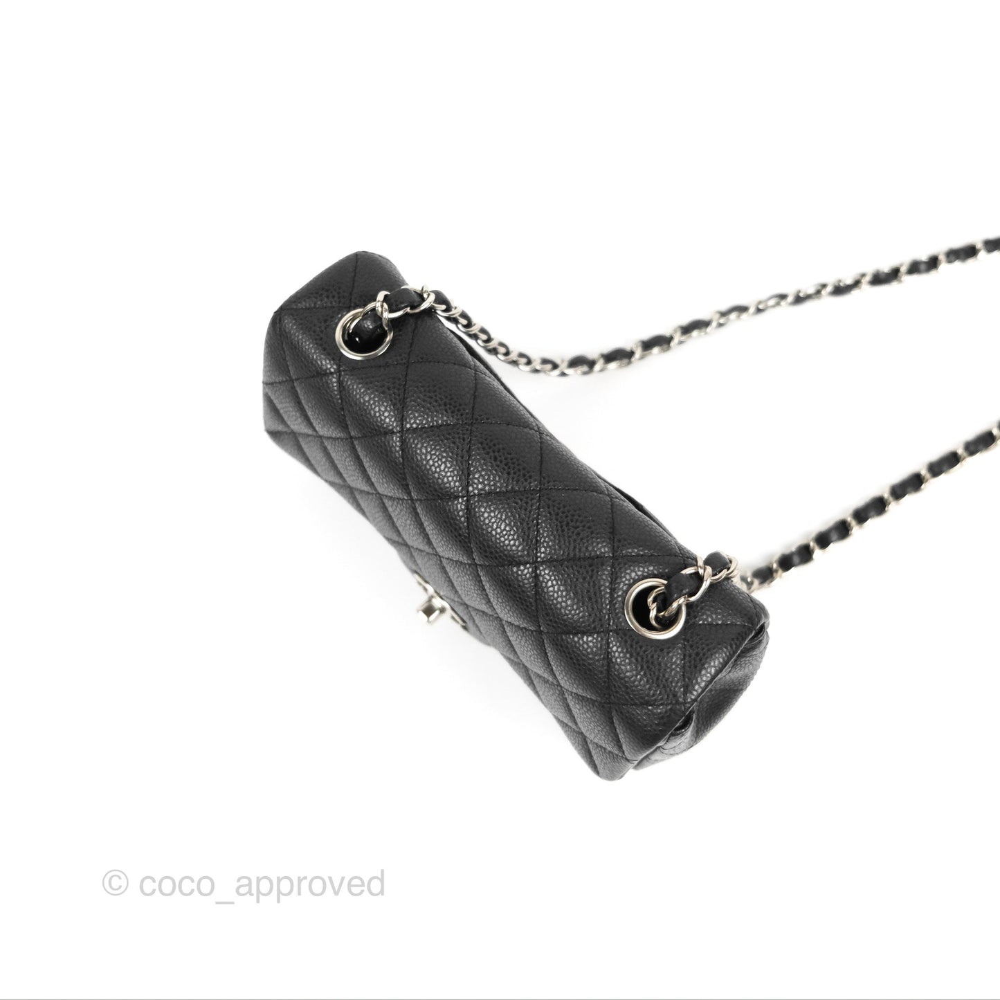 Chanel Quilted Mini Rectangular Flap Black Caviar Silver Hardware