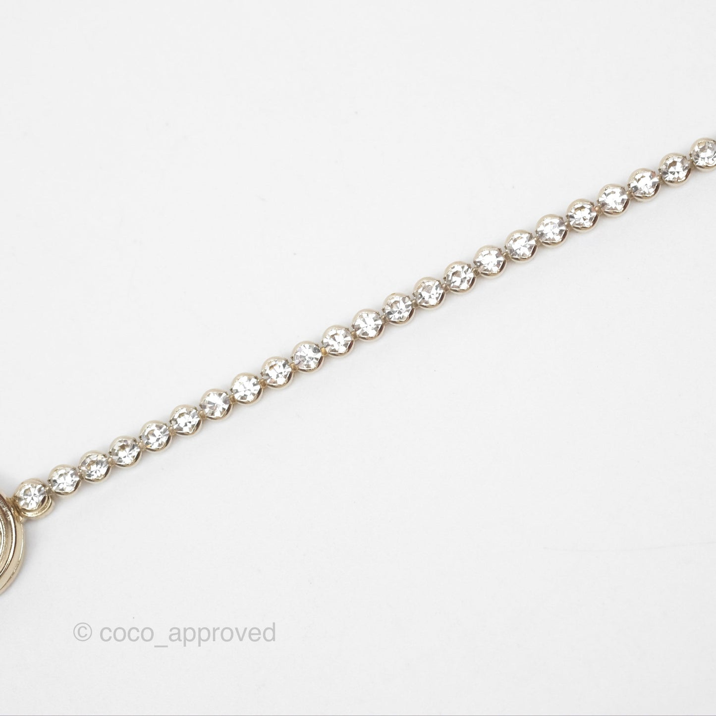 Chanel CC Crystal Chain Choker Necklace Gold Tone 21S
