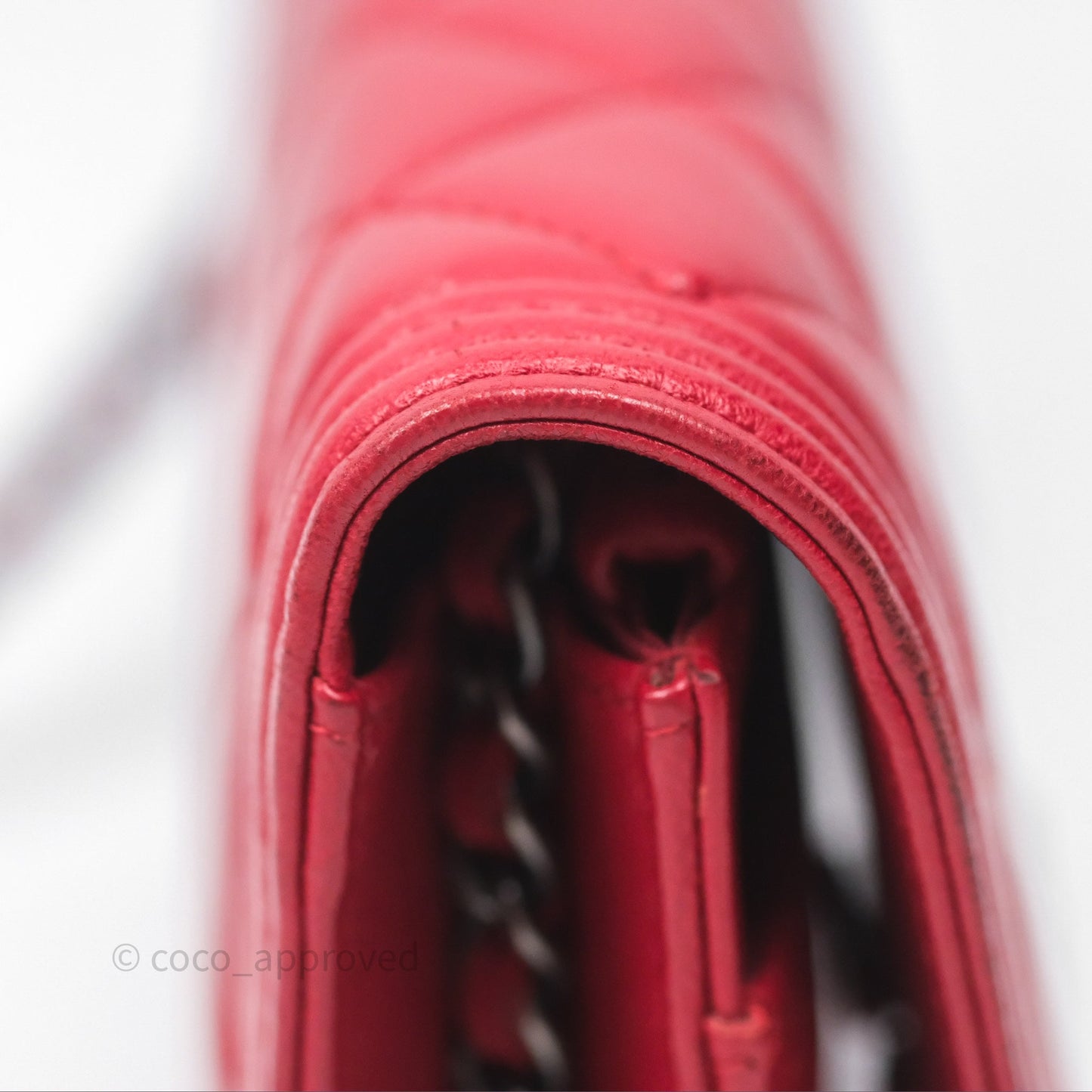 Chanel Boy Wallet on Chain WOC Red Lambskin Ruthenium Hardware