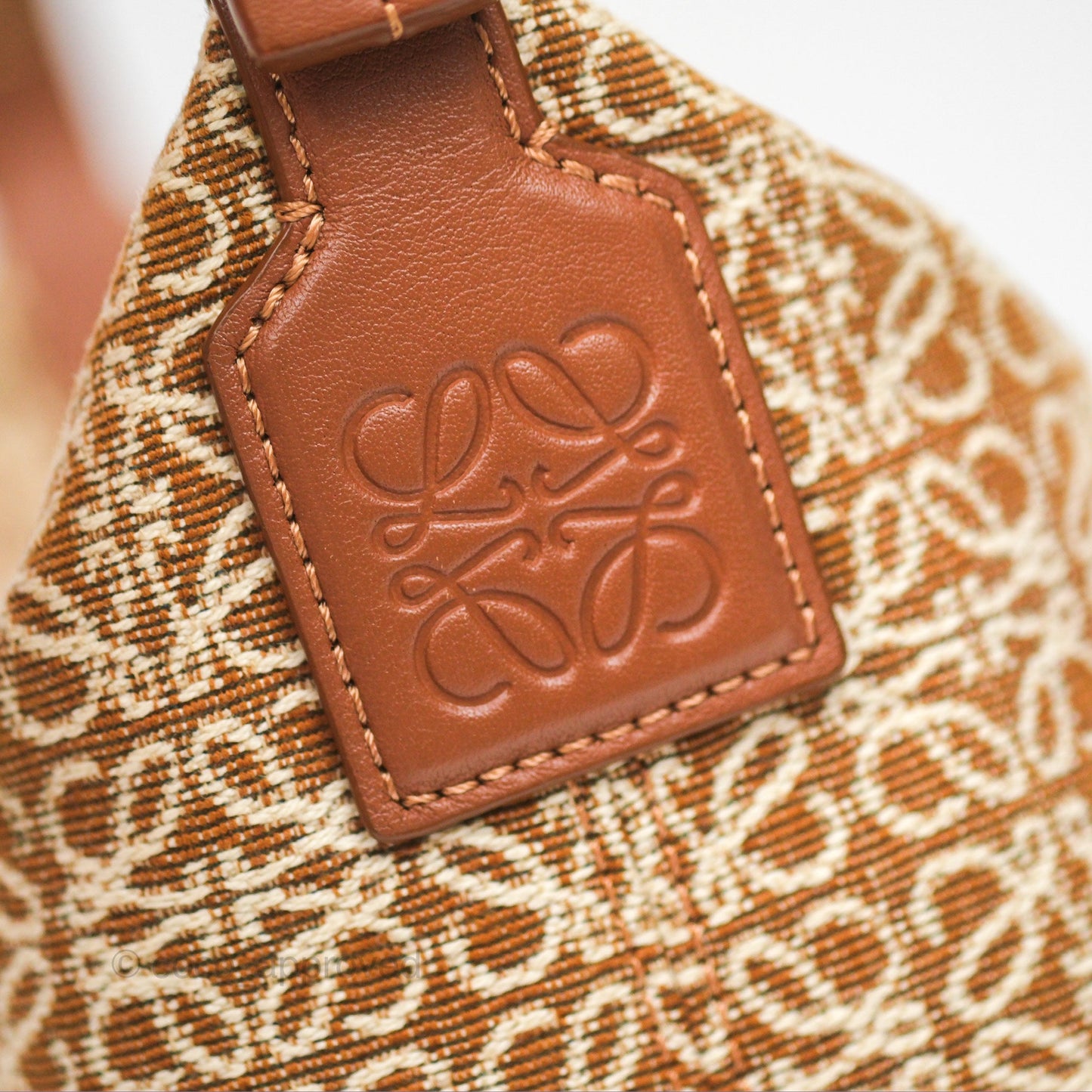 Loewe Small Cubi bag in Anagram Jacquard & Calfskin Tan Pecan