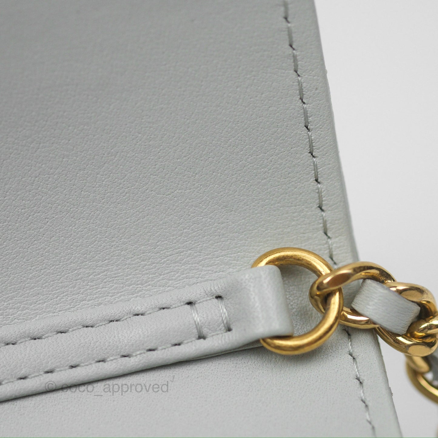 Chanel Crystal CC Mini Cutch with Chain Grey Lambskin Gold Hardware