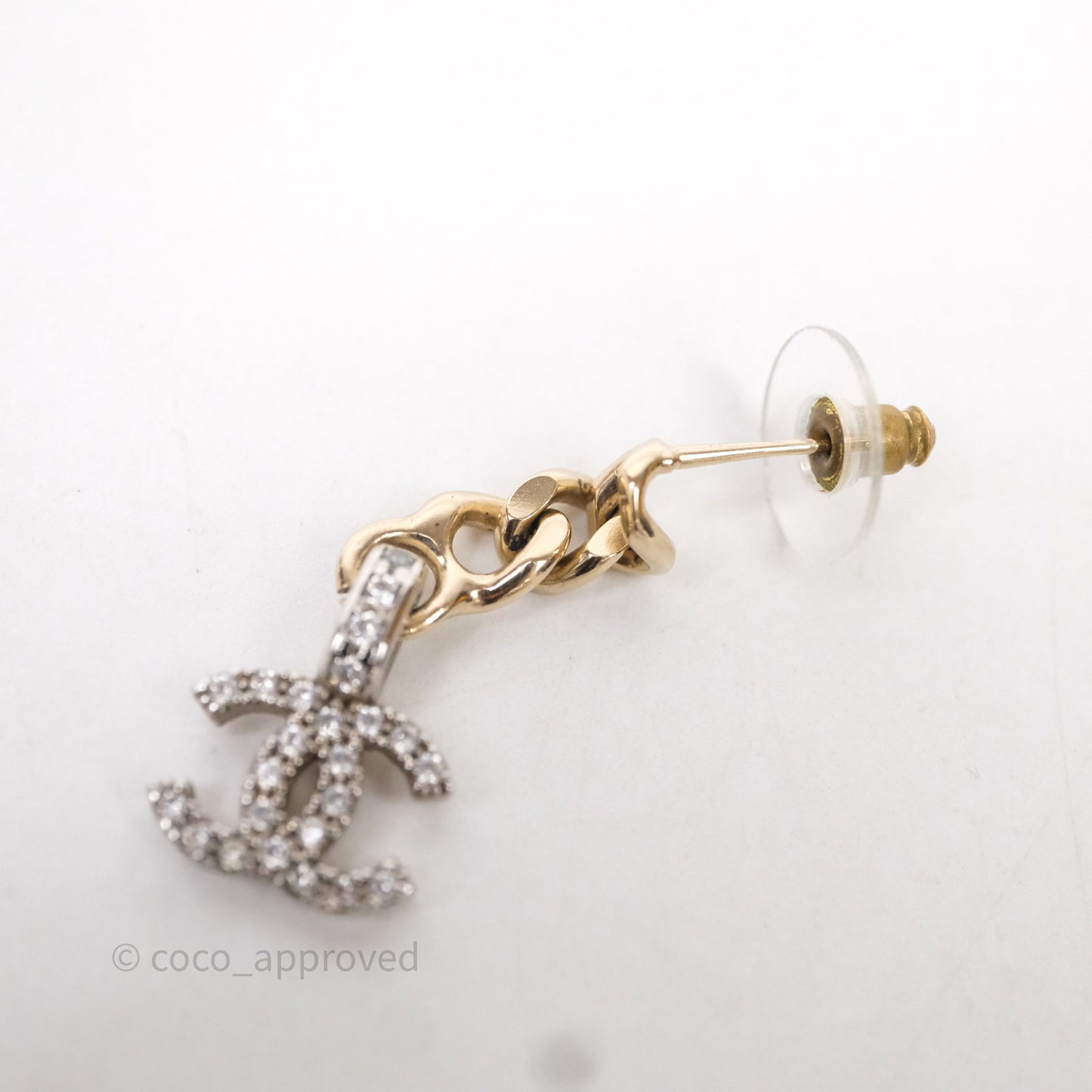 Chanel CC Crystal Drop Earrings Gold Tone 22S