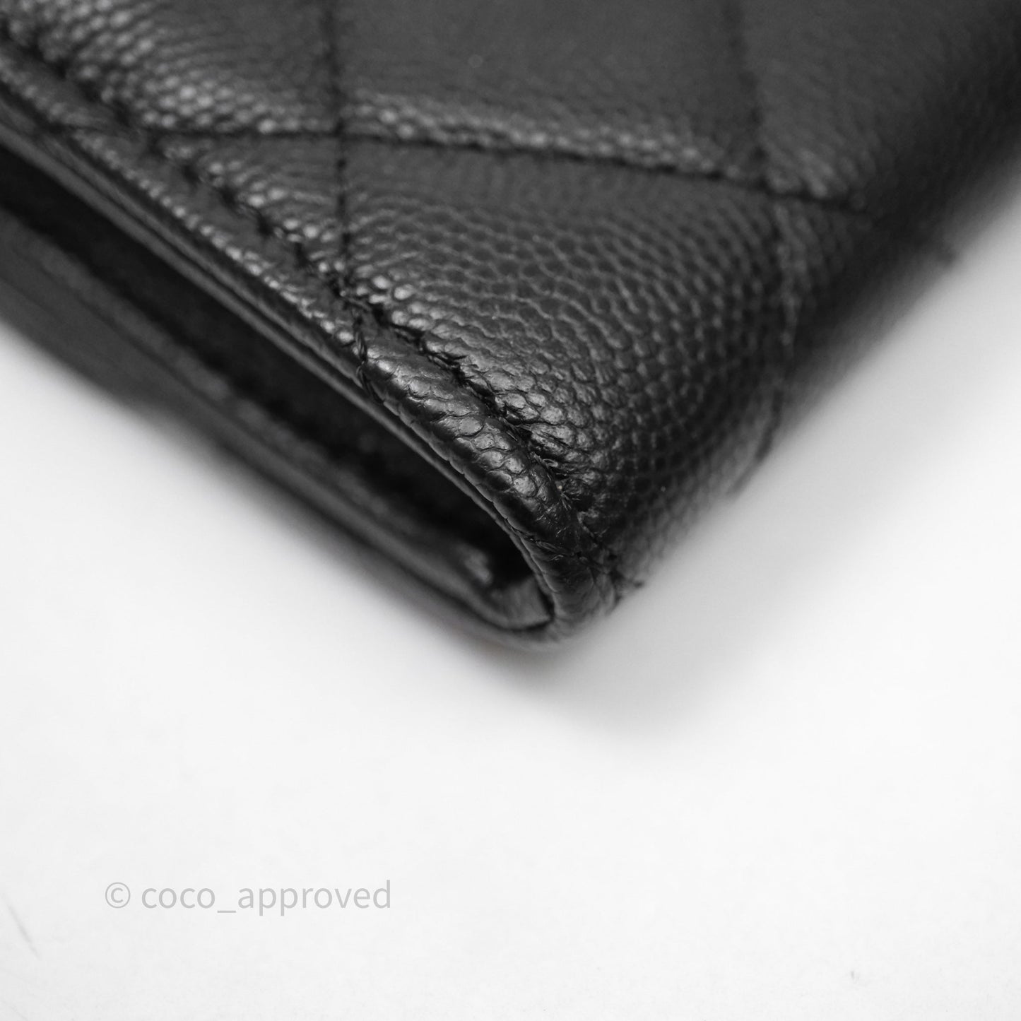 Chanel Classic Long Black Caviar Flap Wallet Silver Hardware