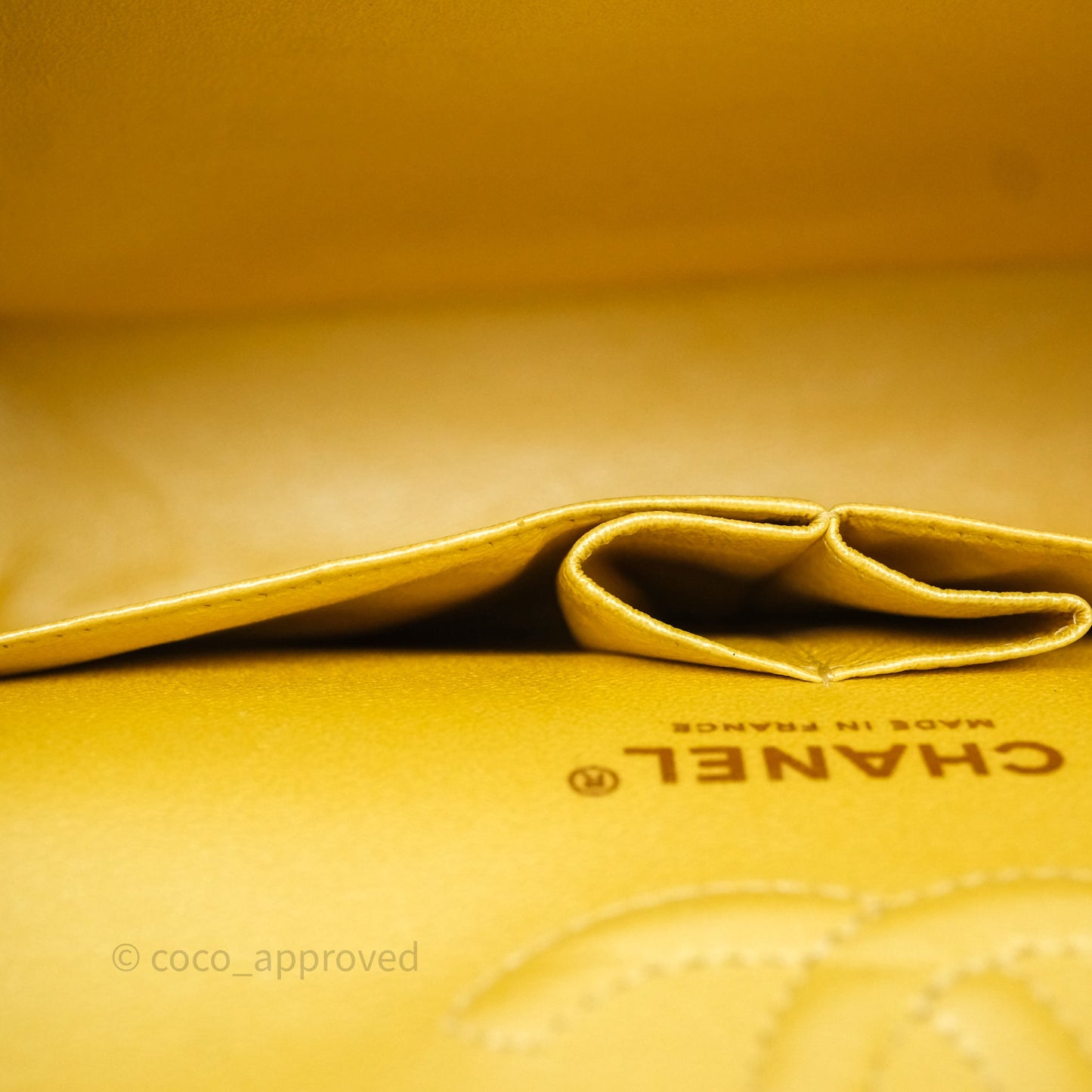 Chanel Small Classic Quilted Flap Iridescent Yellow Caviar Gold Hardware