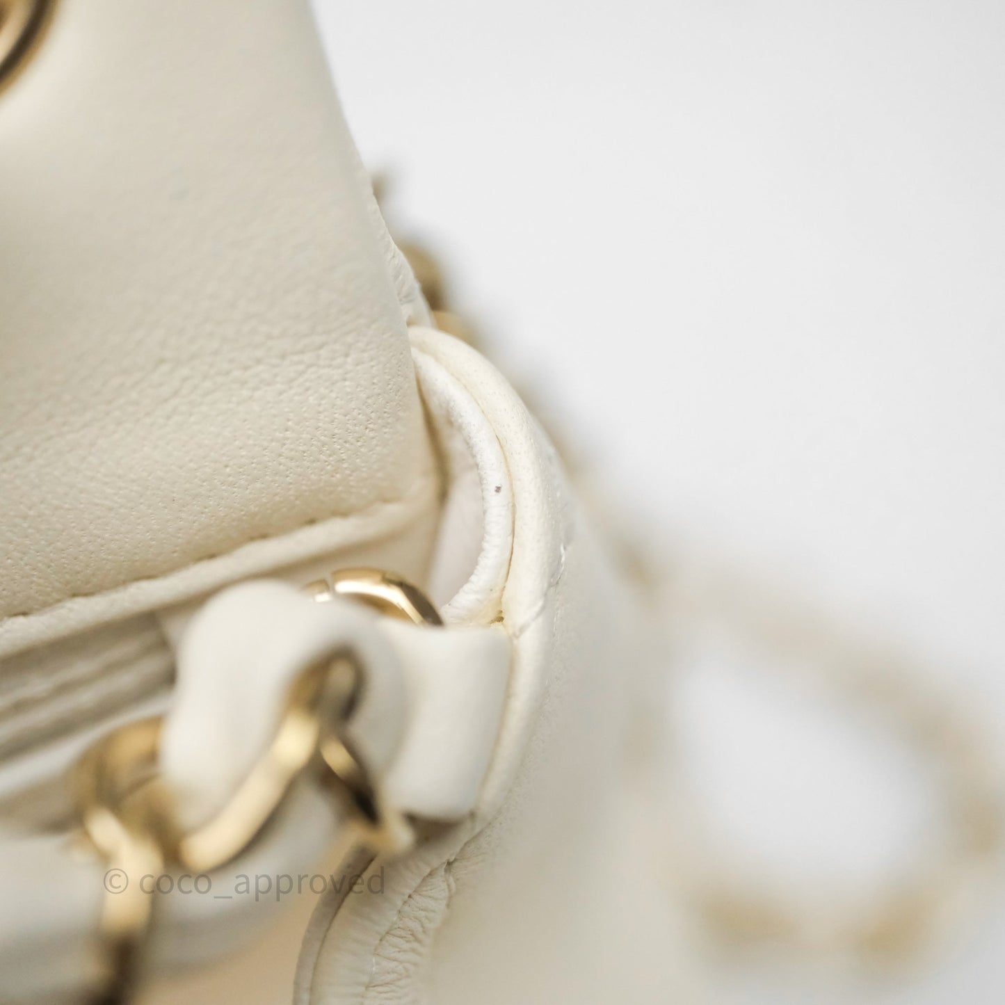 Chanel Quilted Mini Square White Lambskin Gold Hardware