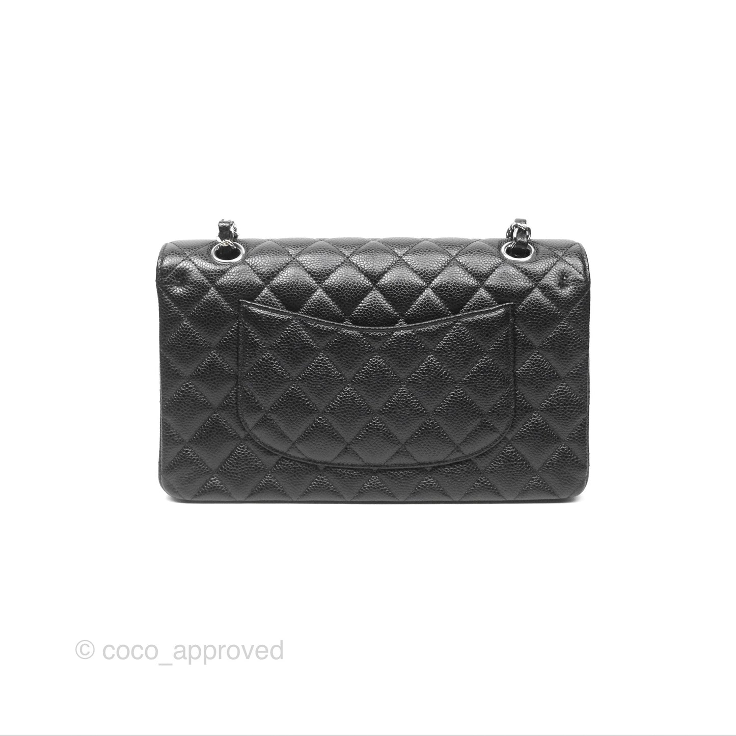 Chanel Classic M/L Medium Flap Quilted Black Caviar Silver Hardware
