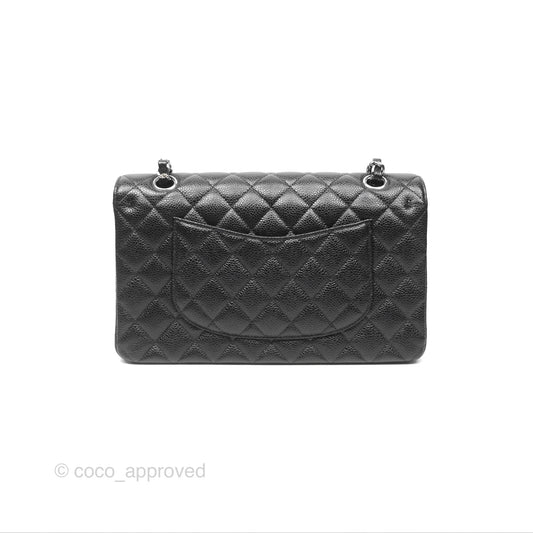 Chanel Classic M/L Medium Flap Quilted Black Caviar Silver Hardware