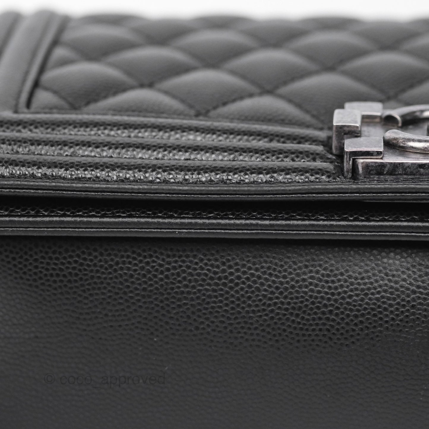 Chanel Medium Boy Quilted Black Caviar Ruthenium Hardware
