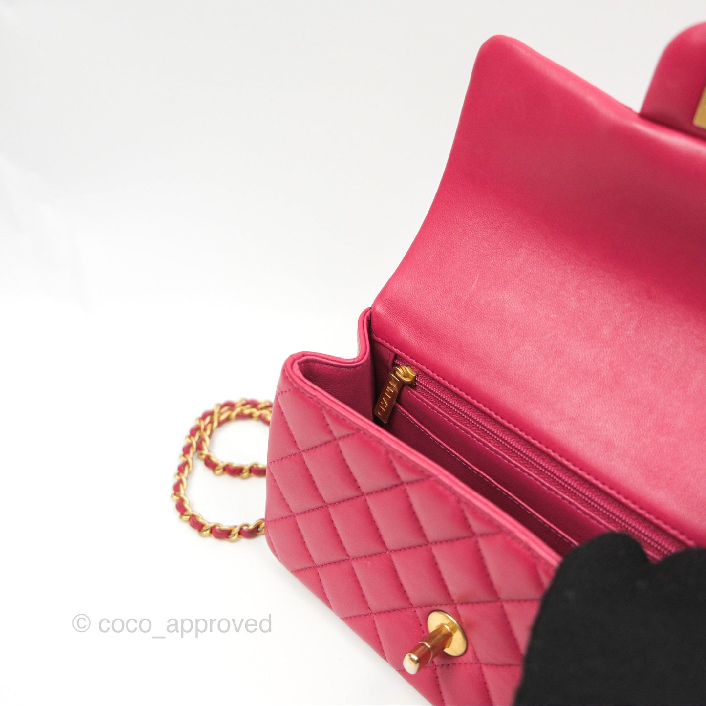 Chanel Top Handle Mini Rectangular Flap Bag Berry Red Lambskin Aged Gold Hardware