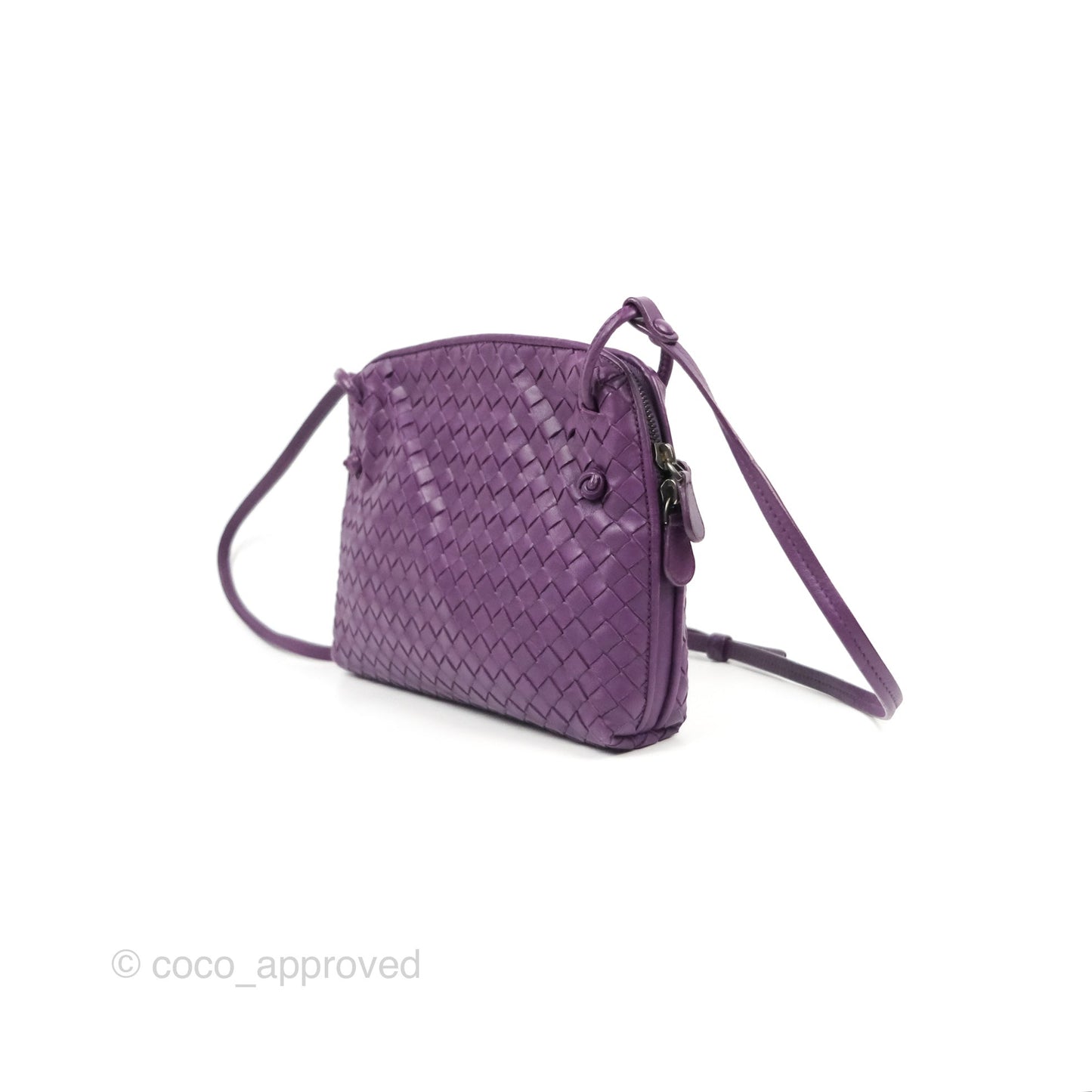 Bottega Veneta Crossbody Bag Intrecciato Leather Purple