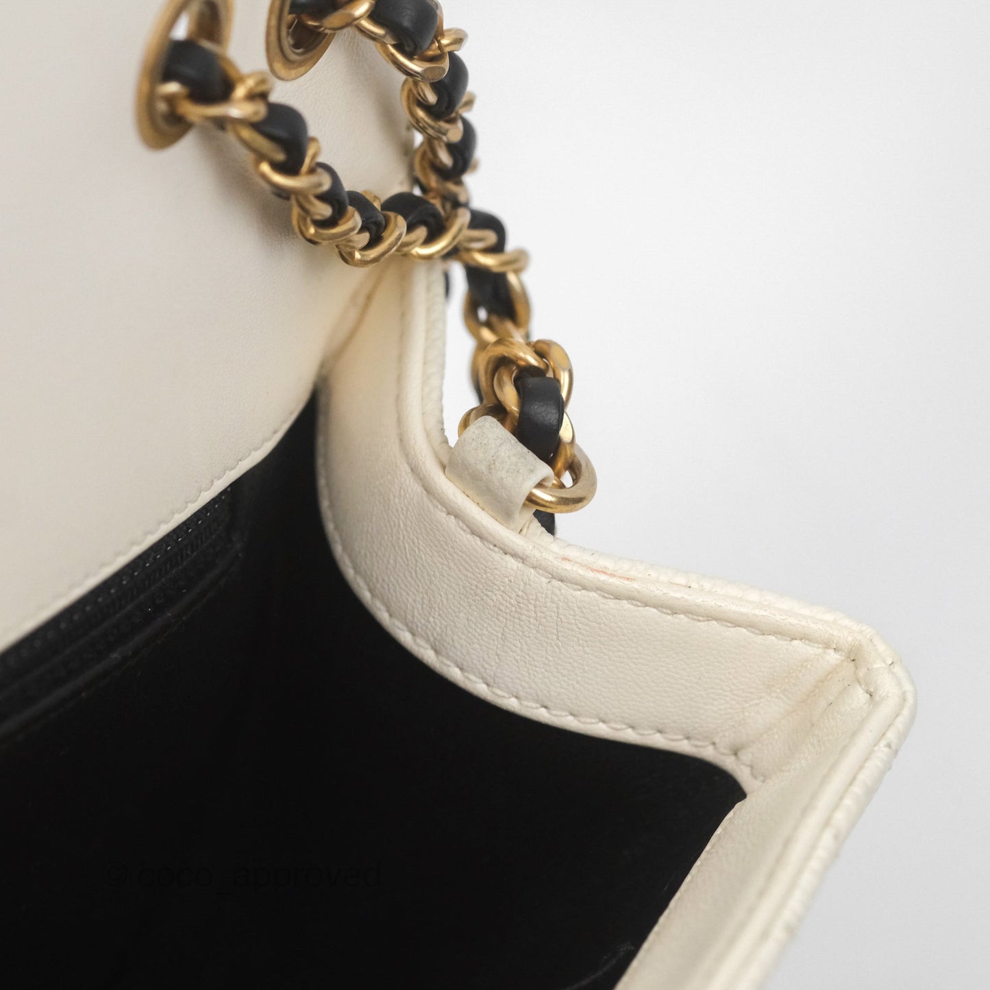 Chanel Small CC Filigree Flap Quilted Ivory Caviar