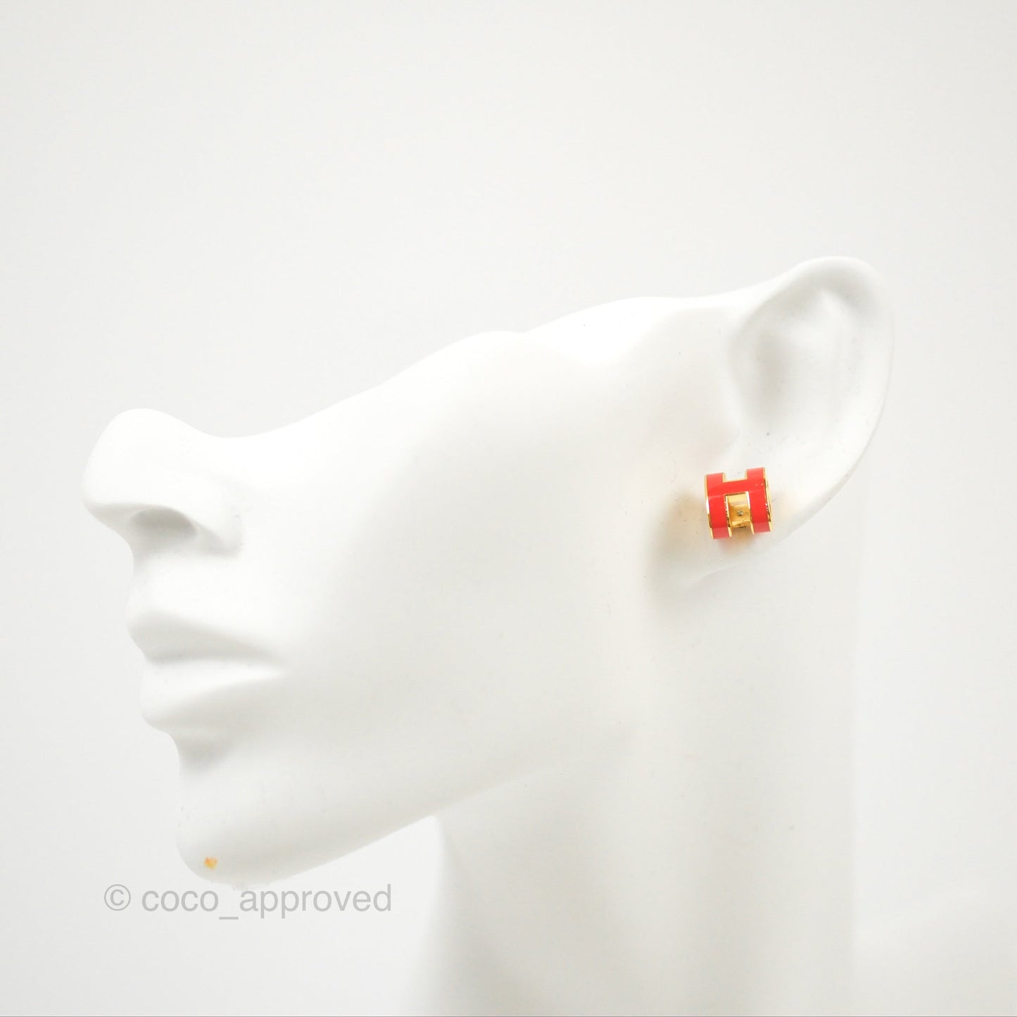 Hermès Pop H Earrings Red Gold Hardware