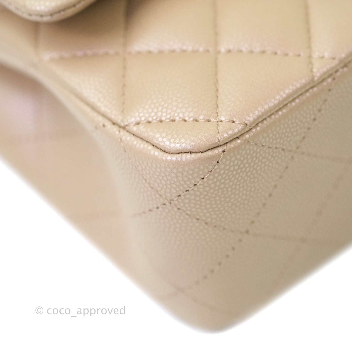 Chanel M/L Medium Double Flap Bag Iridescent Dark Beige Caviar Gold Hardware 21S