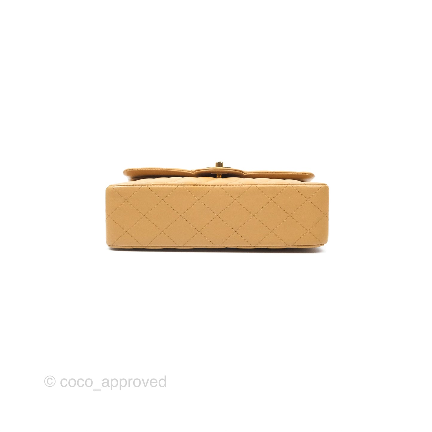 Chanel Vintage Small Classic Flap Beige Lambskin 24K Gold Hardware
