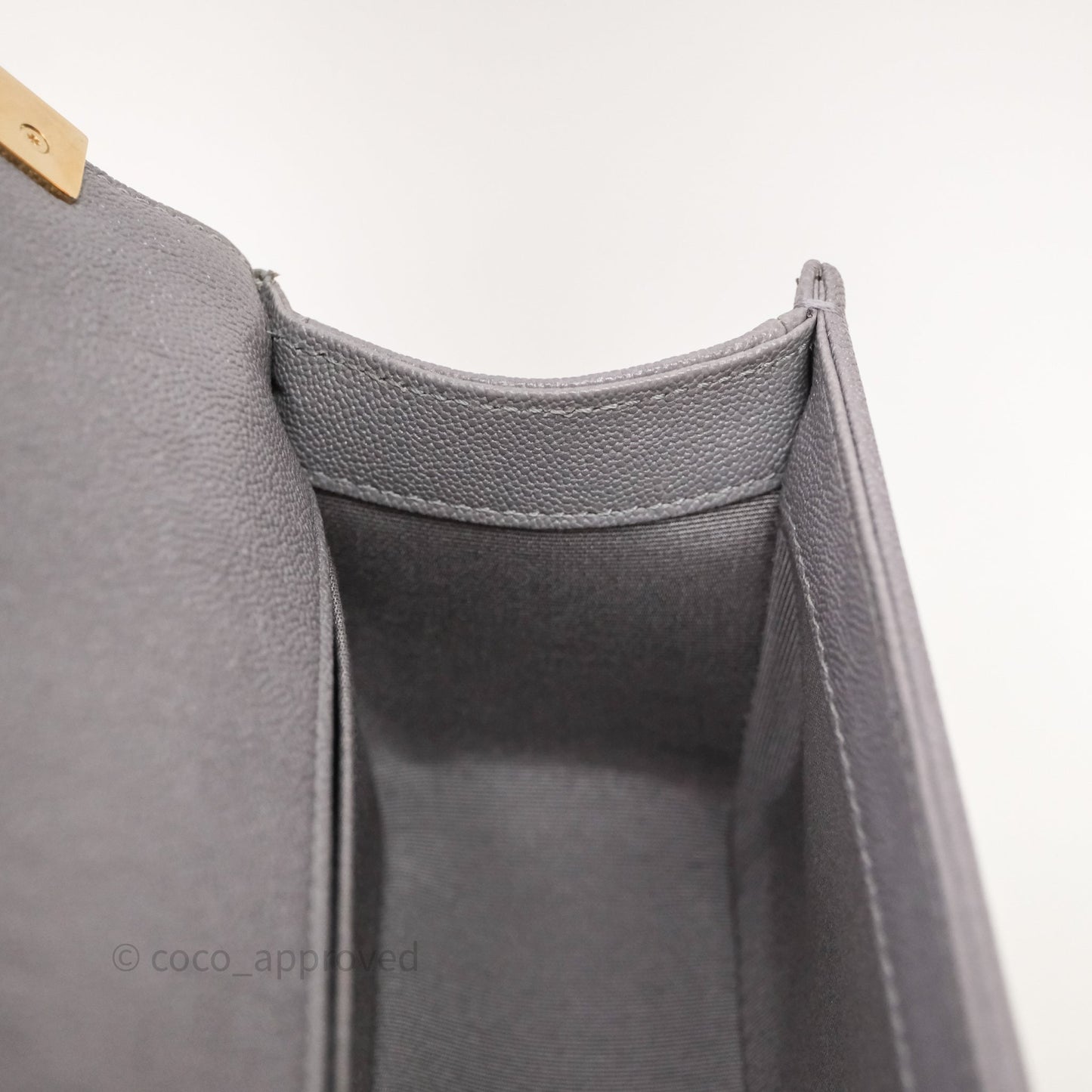 Chanel Small Boy Dark Grey Caviar Gold Hardware