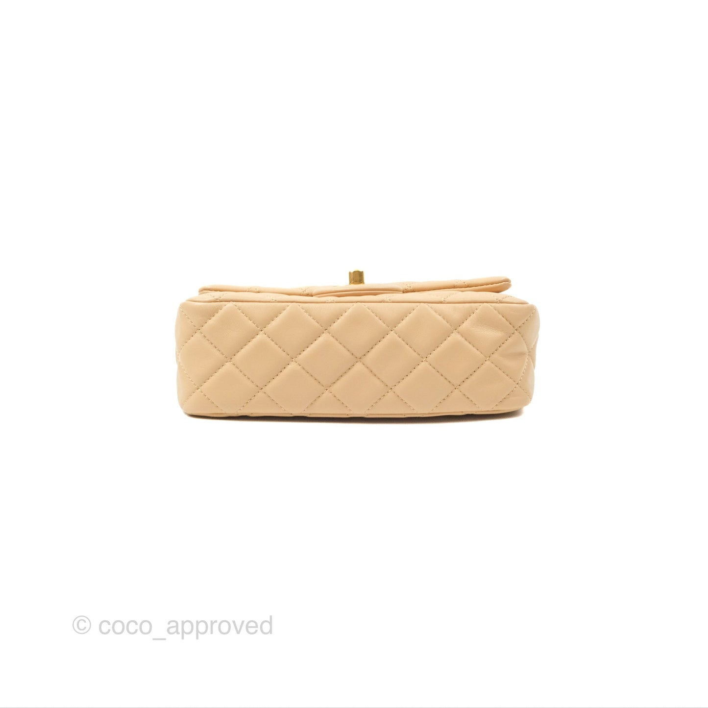 Chanel Mini Rectangular Pearl Crush Beige Lambskin Aged Gold Hardware