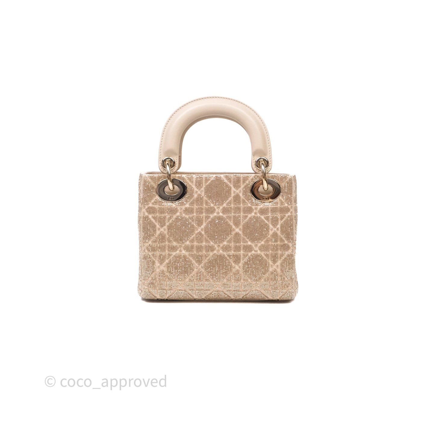 Christian Dior Mini Dior Caramel Beige Microbead-Embroidered Cotton with Cannage Motif