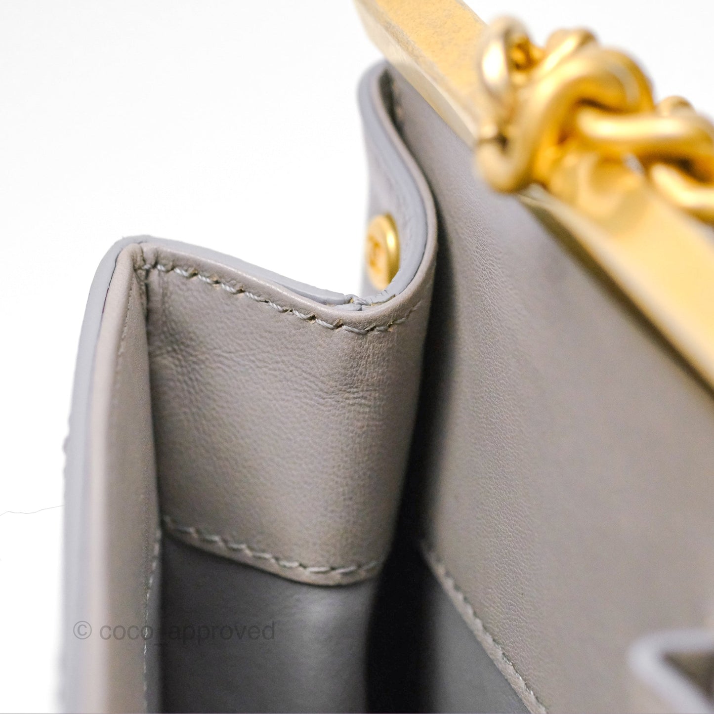 Chanel Small Quilted Coco Luxe Flap Bag Grey Calfskin Aged Gold Hardware
