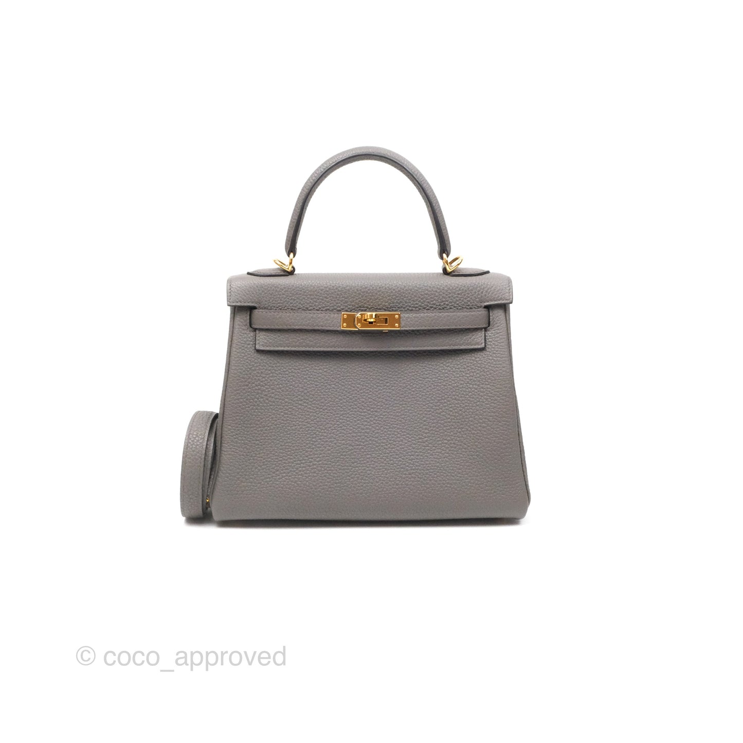 Hermès Retourne Kelly 25 Gris Etain 8F Togo Gold Hardware
