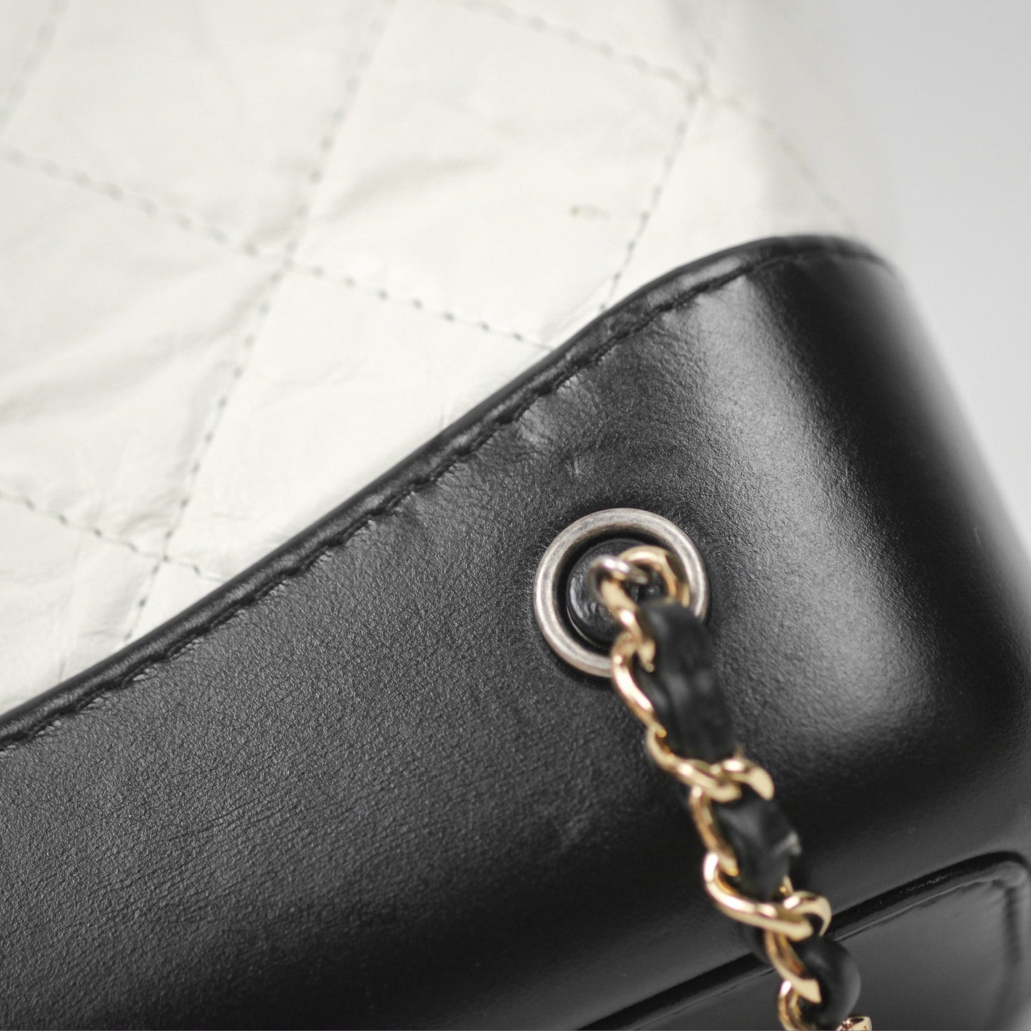 Chanel Small Gabrielle Backpack White Black Aged Calfskin